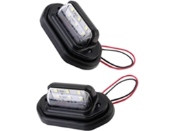Luzes De Placa De Carro Com 6 Leds Brancos, 12-30v, Em Abs Preto.