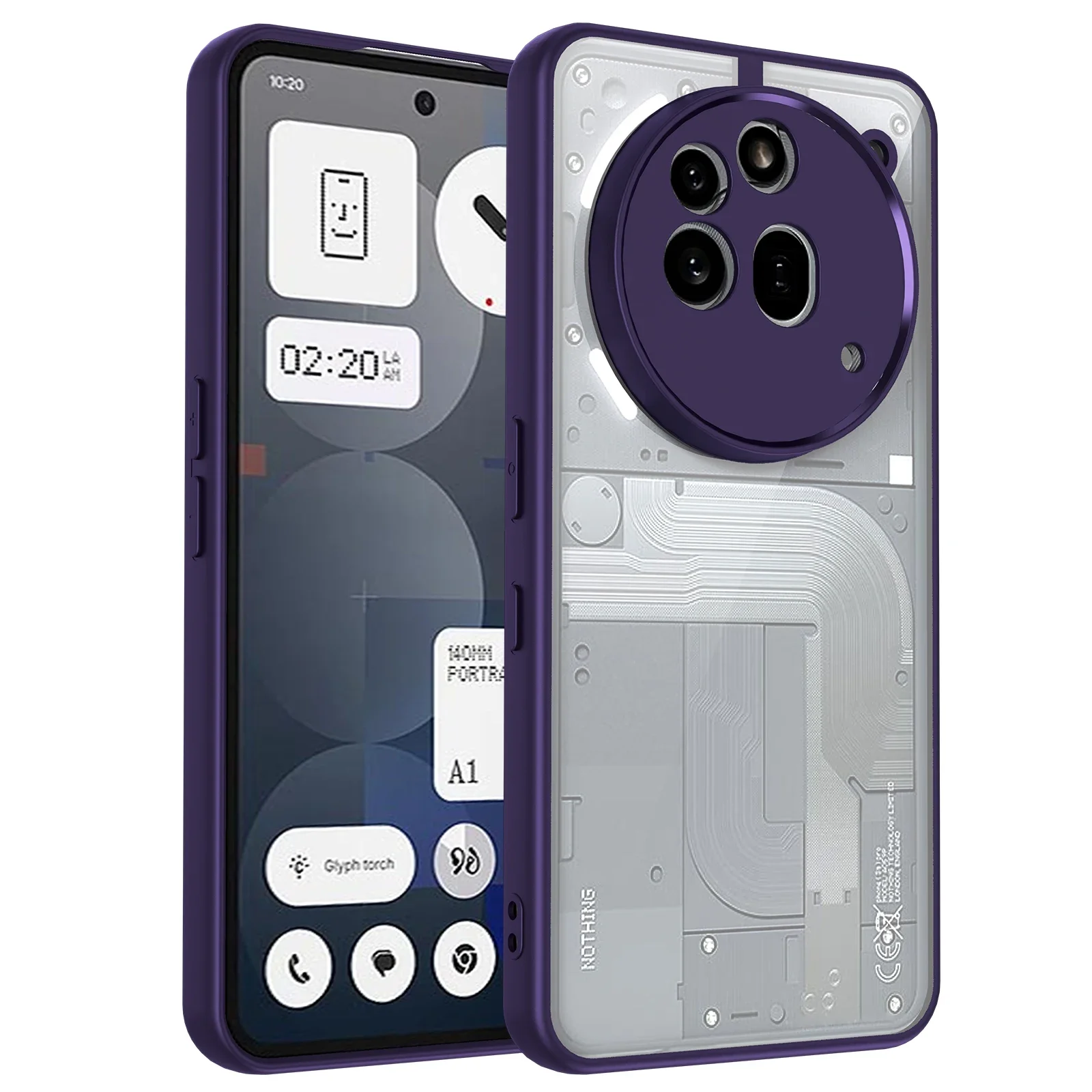 Capa Protetora Transparente Ultrafina Para Celular (roxa, Nothing Phone (3a) Pro) Com Placa Traseira Rígida Em Pctpu À Prova De Quedas.