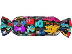 Almofada Cilíndrica Formato de Doce com Estampa Colorida Guitarra 100 % Poliéster Ideal para Viagens, Casa e