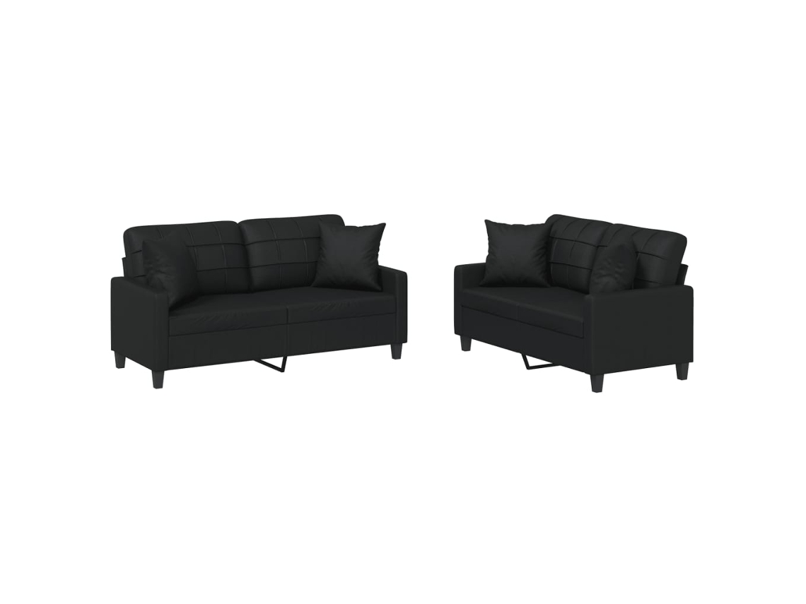 Sofa Set, Sofa Sets Vidaxl Preto Couro Artificial (n/a)