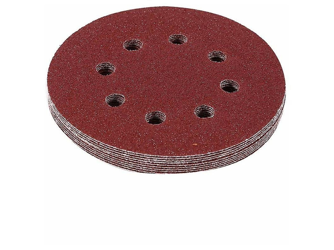 10 Discos de Lixa, 5 polegadas, com 8 buracos, velcro, para lixadeira orbital | S/MARCA
