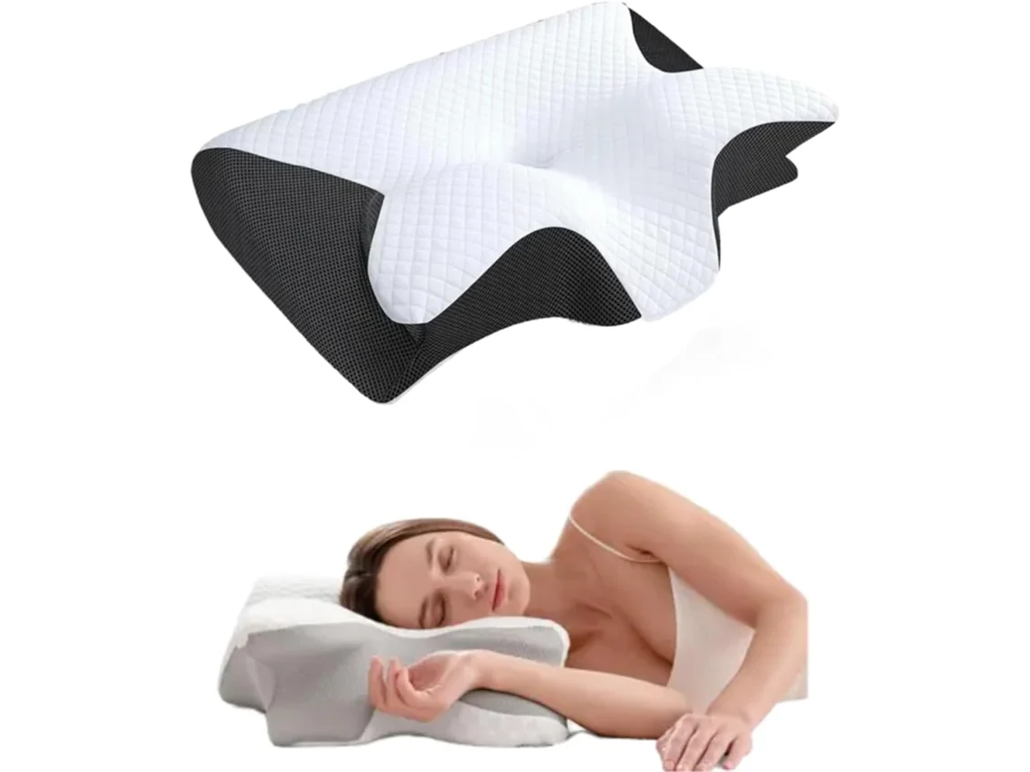 Travesseiro Cervical Ortopédico, Espuma Viscoelástica, Ergonômico, Alívio da Dor, Alívio no Pescoço, para Apneia do Sono AQUAFORGE
