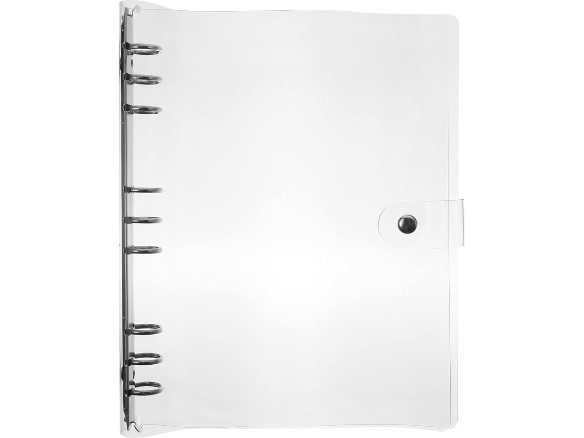 Pasta transparente Operitacx para cadernos, design transparente, material plástico durável, ideal para mesas e notebooks.