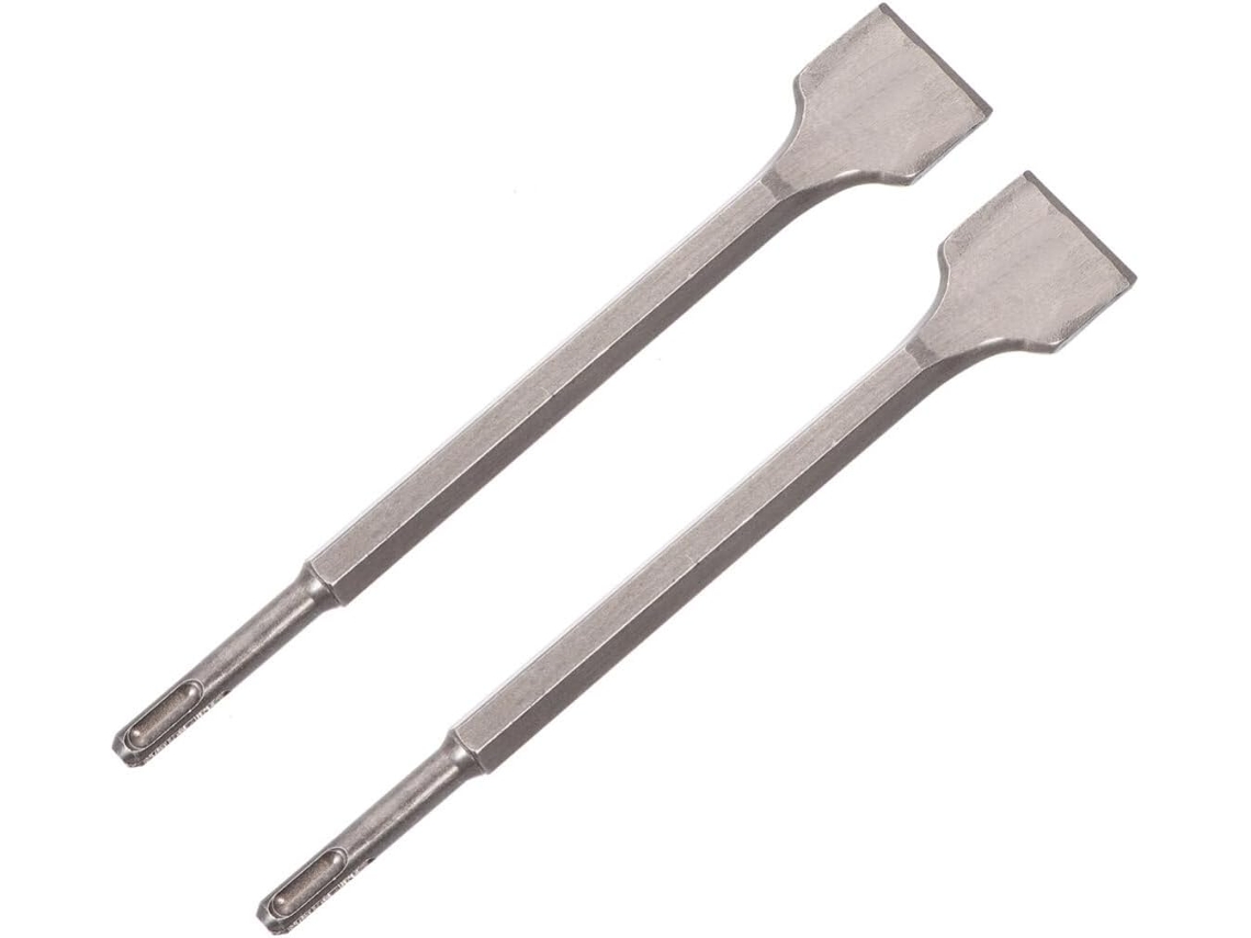 Conjunto De 2 Cinzéis Planos Hexagonais Largos Para Furadeira De Impacto Elétrica