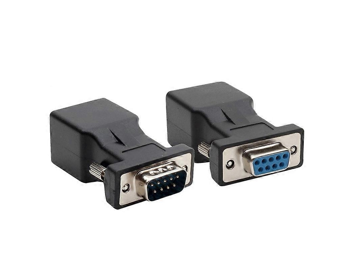 2 Adaptadores De Porta Serial 9 Pinos Db9 Rs232 Macho Fêmea Para Rj45 Cat5e/6 Ethernet Db-aquaforge