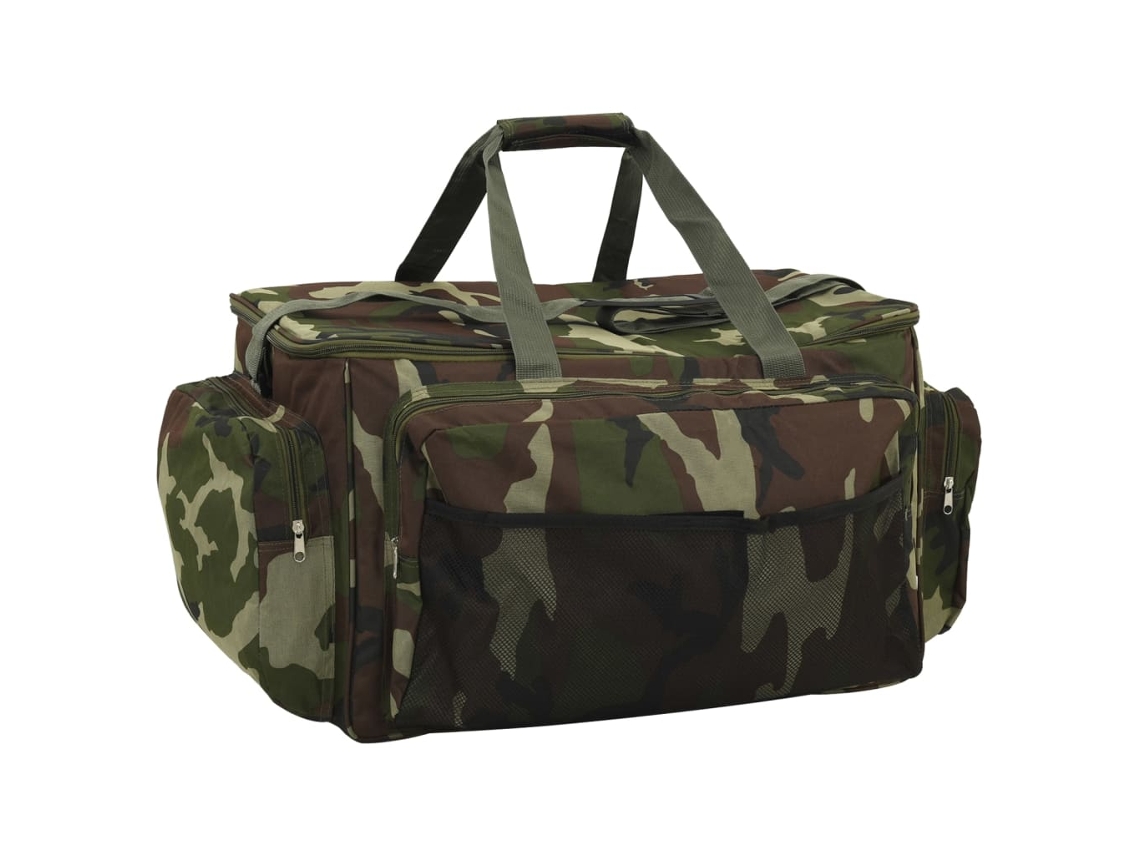 Vidaxl Saco De Pesca Impermeável Tecido Oxford Camuflagem Verde