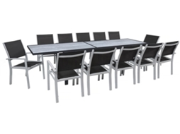 Conjunto de Jantar Extensível Outdoor ''lagos'' - Mesa Extensível 200/320 X 105 X 76 Cm - 12 Cadeiras - Preto