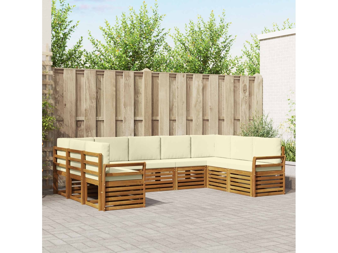 Vidaxl Conjunto De Sofás Para Exterior 9 Unid. Natural E Creme
