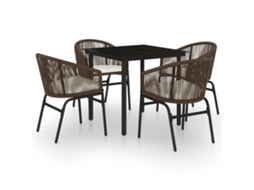 Maison Exclusive - 5 Pcs Conjunto De Jantar Para Jardim Castanho