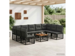 Vidaxl Conjunto De Sofás Para Exterior 10 Pcs Preto E Cinza Escuro