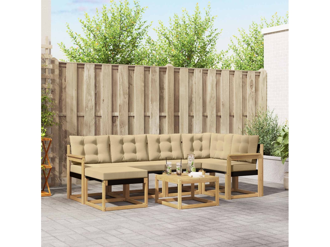 Vidaxl Conjunto De Sofás Para Exterior 7 Pcs Branco E Bege