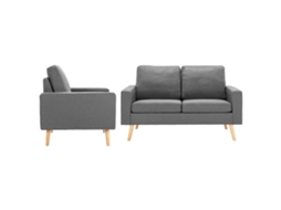 Vidaxl 2 Pcs Conjunto De Sofás Tecido Cinzento-claro