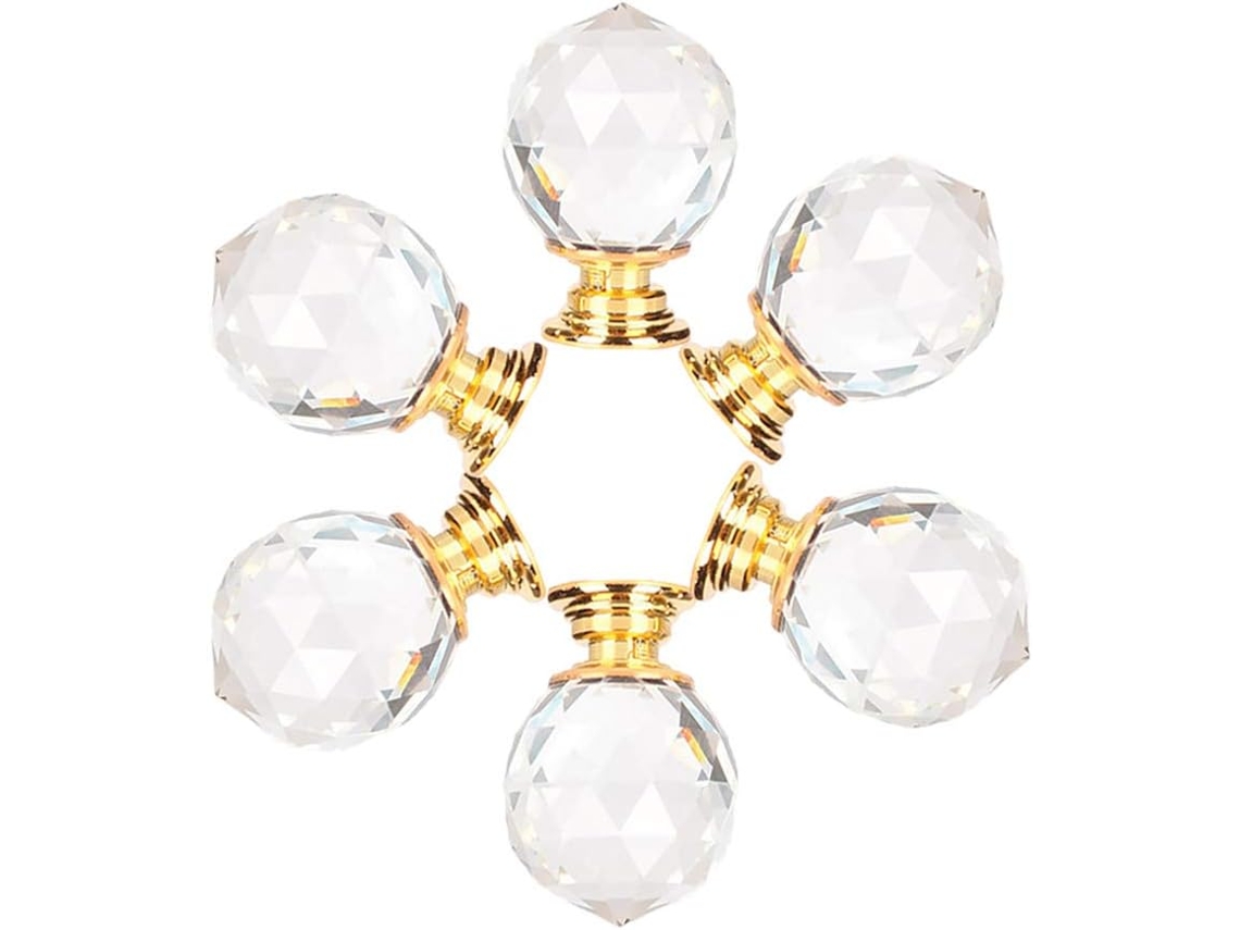 Puxadores De Cristal, Conjunto De 6 Peças, Puxadores De Vidro Cristal Transparente Para Gavetas, Portas De Armários