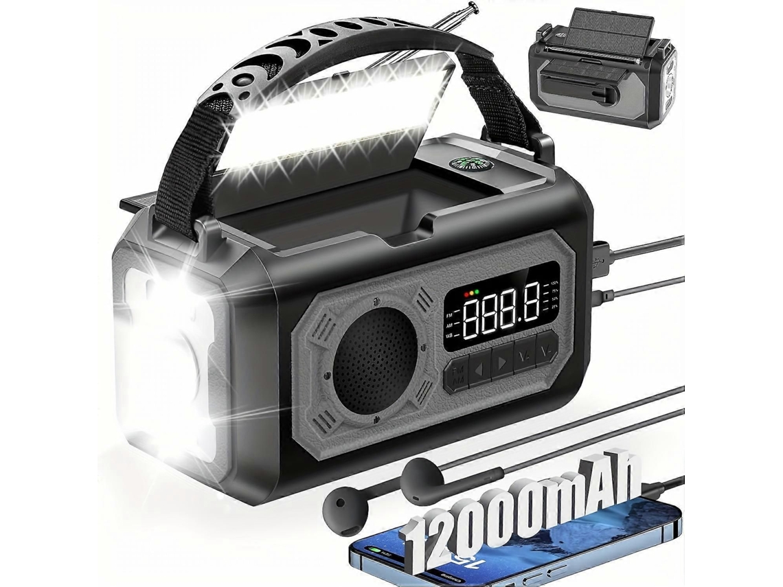 Rádio Meteorológico de Emergência 12000mah, Manivela Solar Portátil Am / Fm Noaa com 2 Painéi S Solares 3 Métodos Car GOKOCO
