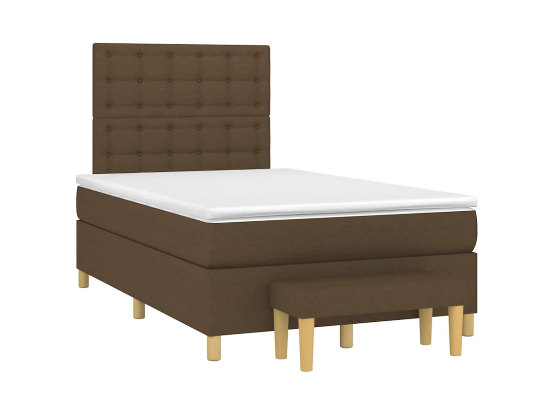 Vidaxl Cama Boxspring Com Colchão 120x190 Cm Tecido Castanho-escuro