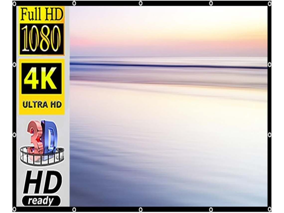 Tela de Projeção 150'' 16:9 Hd Portátil, para Uso Doméstico e Externo