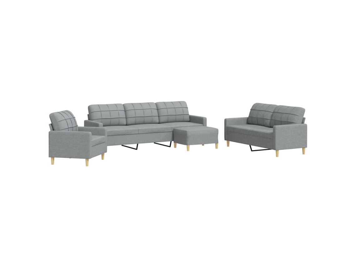 Conjunto de sofás com apoio de pés MAISON EXCLUSIVE 4 peças tecido cinzento claro
