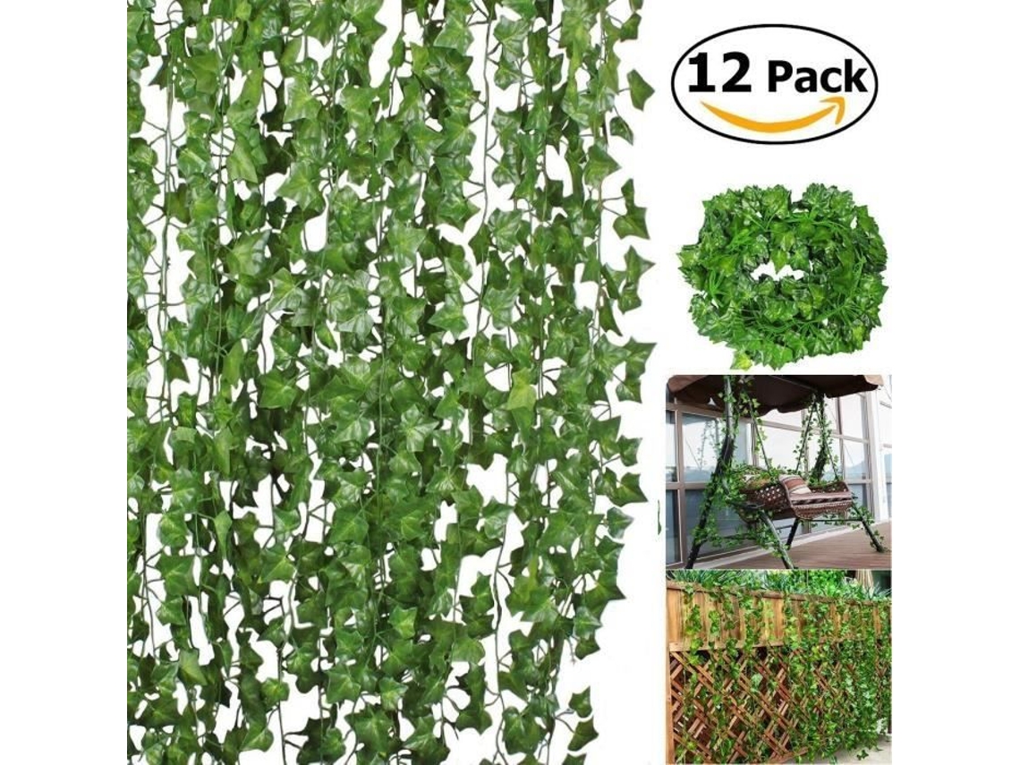 12pçs 200cm plantas de simulação folhas de hera verde falsa videira flor artificial decoração de cordas TEMPSA