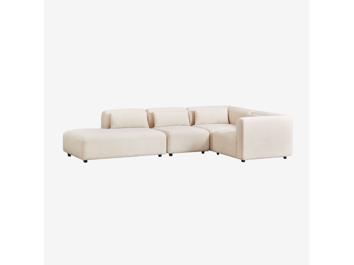 Sklum Sofá Modular De Canto Em L De 4 Peças Com Chaise Longue À Esquerda Fogler Poliéster                       Bombazina Crema Linho