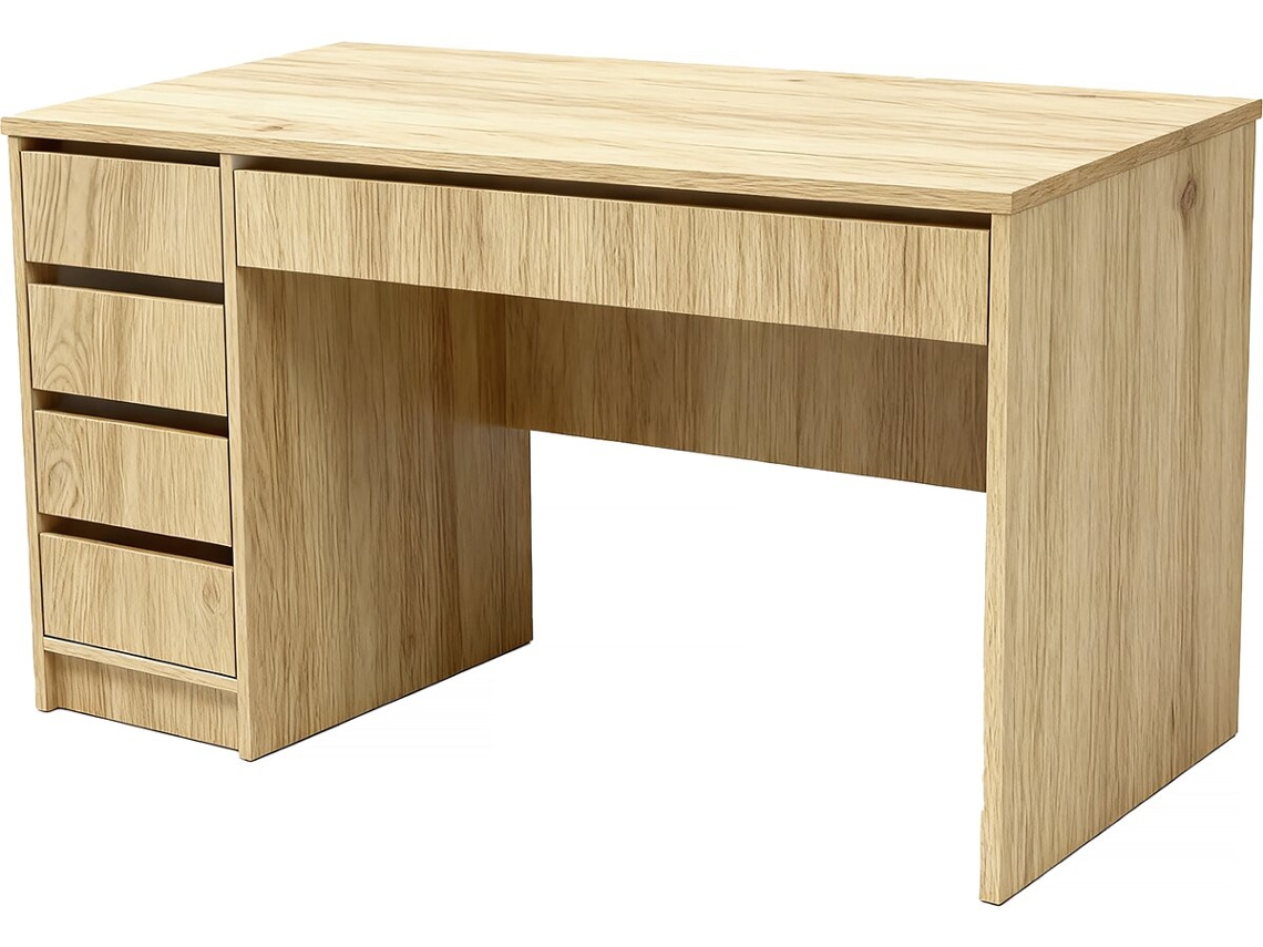Escrivaninha Em Madeira Malika Com 5 Gavetas 120 X 75 X 55 Cm Marrom Habitat Et Jardin