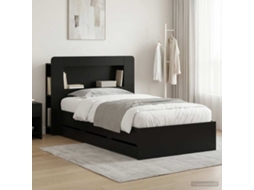 Vidaxl Estrutura De Cama Com Armazenamento E Cabeceira Preto