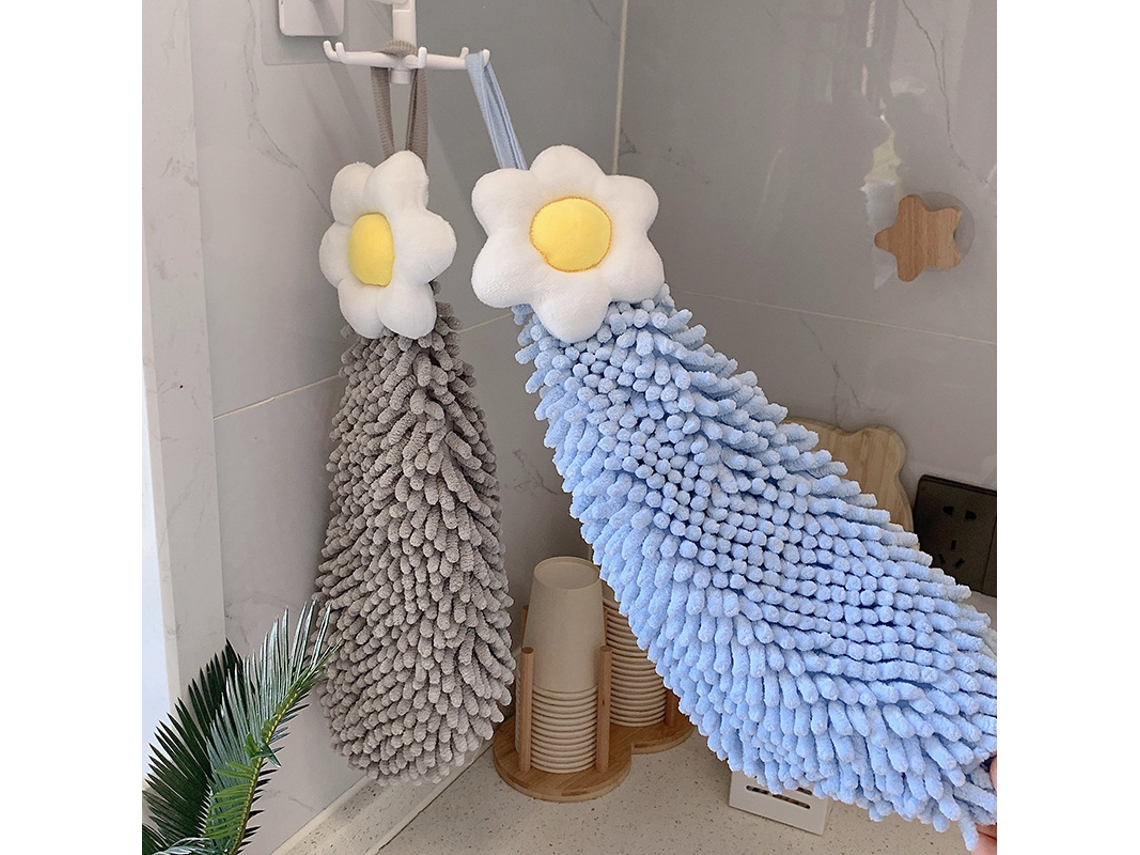 Pacote com 2 Toalhas de Pendurar Macias e Fofas em Chenille com Estampa de Flores Divertidas a AQUAFORGE