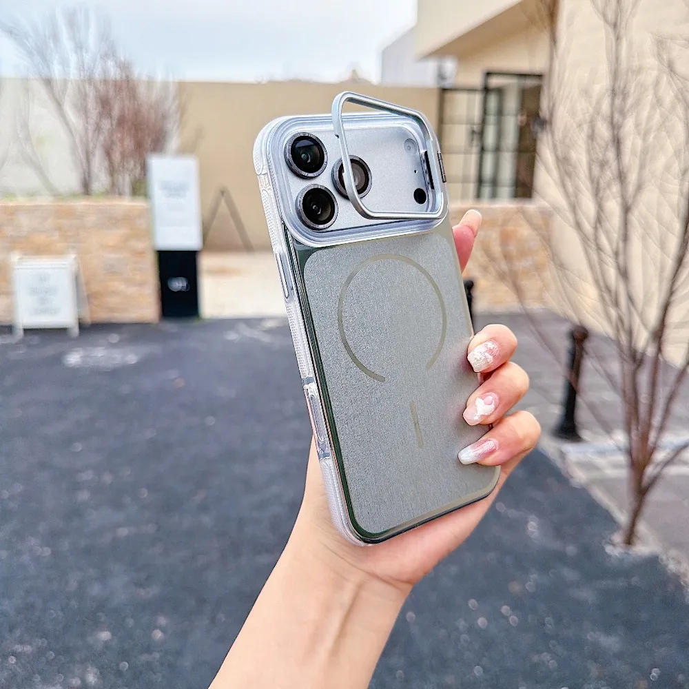 (iphone 16 Plus, Prateado) Capa Invisível Com Suporte Magnético Para Iphone, Compatível Com Carregamento Sem Fio Magsafe.
