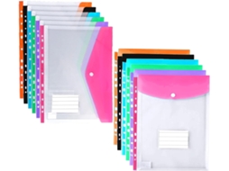 Pastas Plásticas A4 com Furos, Pacote com 12 Unidades, Expansíveis, em Polietileno, Ideais para Guardar Documentos BRILVIBERA
