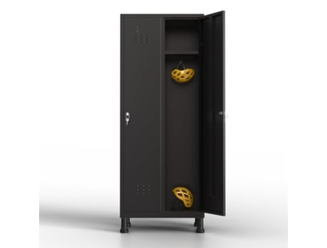 Cacifo Metálico de 2 Portas 180X65X40 Cm para a Sua Oficina Ou Escritório Cacifo Metálico com Fechadura Preto TWINTHINK