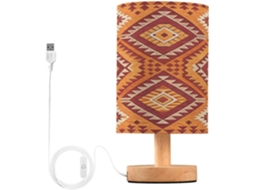 Abajur De Cabeceira Com Estampa Étnica Para Quarto, Portas De Carregamento Usb C, Luminária De Mesa Cabeceira, Luminária