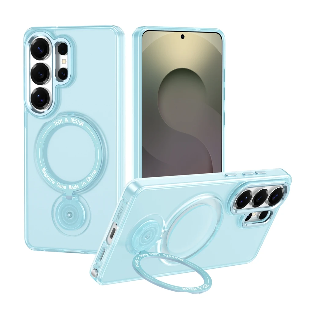Capa Para Celular (azul Galaxy S24 Plus) Com Suporte Magnético Giratório E Acabamento Fosco À Prova De Choque.