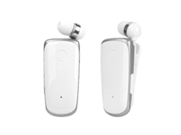 Fones de ouvido sem fio Bluetooth K39 com chip CSR DSP e alerta vibratório, clipe intra-auricular viva-voz Hengrongshen (branco)