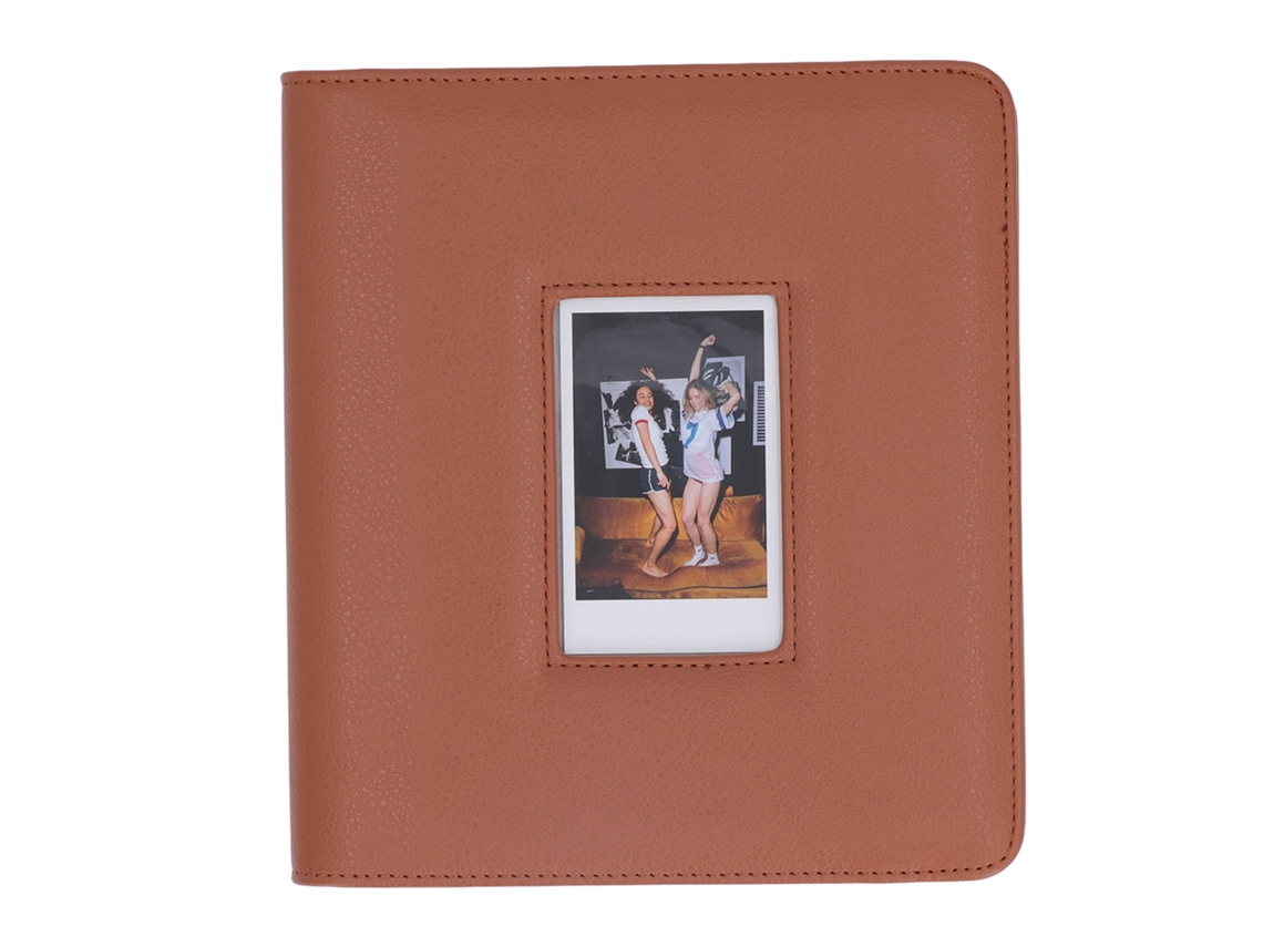 Leather Cover Photo Album Vintage 288 Photos Large Capacity Small For 3in Instant Camera Photos Business Cards Brown LAXISCREED