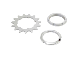 Pinhão com Suporte e Porca de Anel Pista Prateado 1S / 14Tmiche