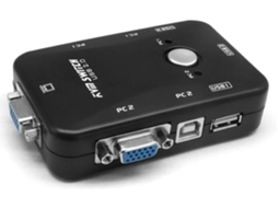 Kvm Switch Pc 2 Portas Usb Vga Para Computador / Teclado / Mouse Plug And Play Preto