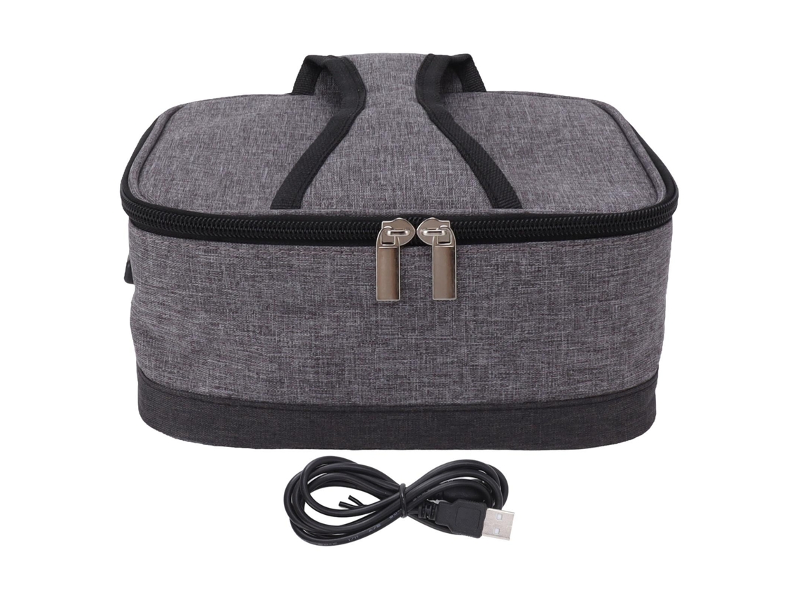 Bolsa Isolante de Aquecimento Usb Portátil para Almoço com Temperatura Constante Cinza Claro