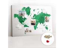 Quadro De Cortiça Com Impressão Mapa-múndi Verde Para O Corredor Espelharte (120x80 Cm)