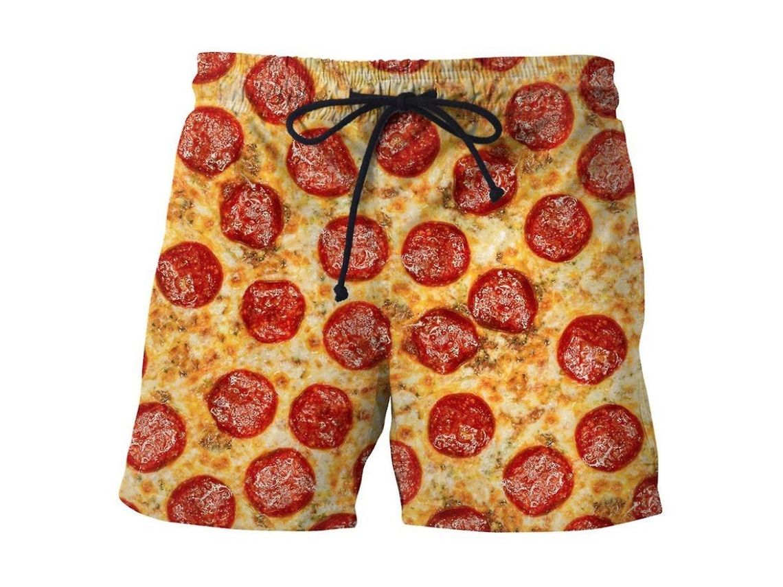 Shorts Masculinos De Verão Com Estampa 3d De Comida, Modelo Casual, Cintura Média E Perna Larga Rosa