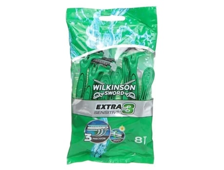 Wilkinson Espada Extra 3 Sensível Navalha Descartável Pacote com 8 WILKINSON SWORD