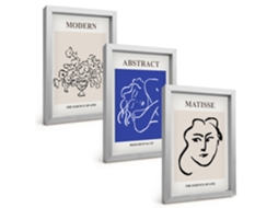 Composição De Quadros Na Paredepôsteres Modernos De Matisse Moldura Prateada Quadros Para A Sala De Estar Espelharte (3 Peças 20x30 Cm)