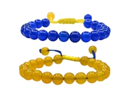 Pulseira Business com Pérolas de Cristal Natural Bandeira Ucraniana S/MARCA