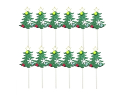 12 Peças De Topo De Bolo De Árvore De Natal