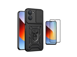 Kit Película De Vidro Temperado Gorilasglass Capa De Proteção Militar Magnética Janela Gift4me Para Xiaomi Redmi A7 - Preto