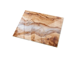 Tampo De Vidro Retangular Espelharte (120x80 Cm - Madeira Natural Com Resina - Bege)
