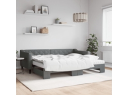 Vidaxl Sofá-cama C/ Gavetão E Colchões 90x200cm Tecido Cinzento-escuro