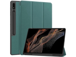 Capa para Samsung Galaxy Tab S10 Ultra com suporte, absorção de impacto, couro Pu, slot para caneta, preto