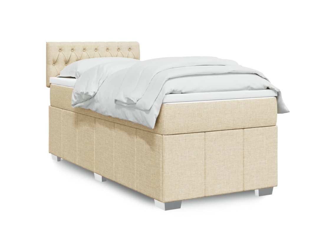 Vidaxl Cama Com Molas/colchão 90x200 Cm Tecido Cor Crème