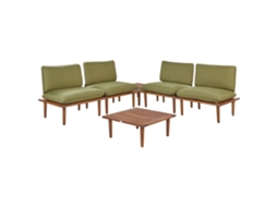 Conjunto De Sofá Y Mesa Beliani Frascati De Madera De Acacia Certificada Verde 80x70x75