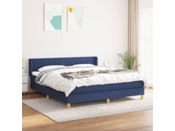 Vidaxl Cama Com Molas/colchão 160x200 Cm Tecido Azul
