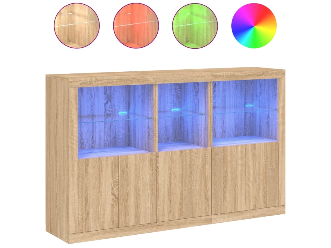 Aparador com luzes LED 162x37x100 cm Carvalho Sonoma MAISON EXCLUSIVE